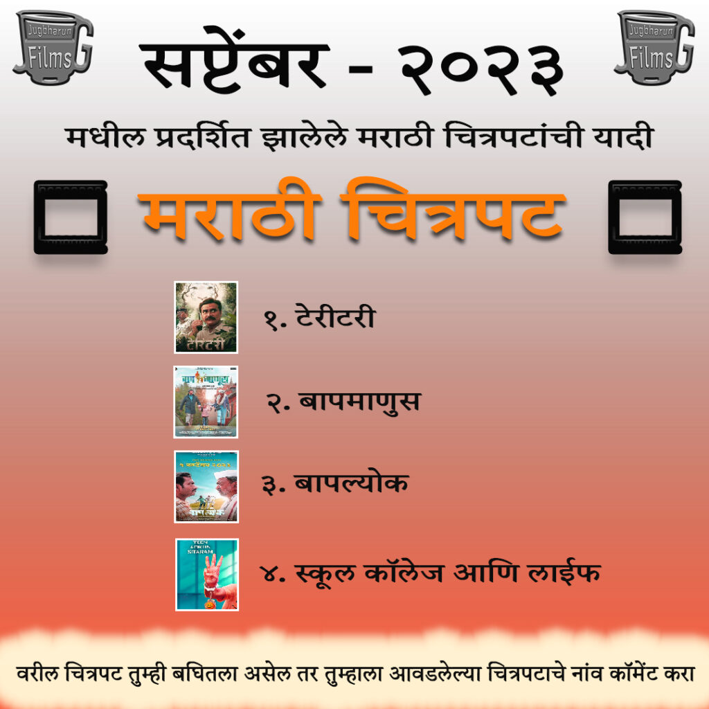 Marathi Movie list release in sept 2023.
Movie reviews and information