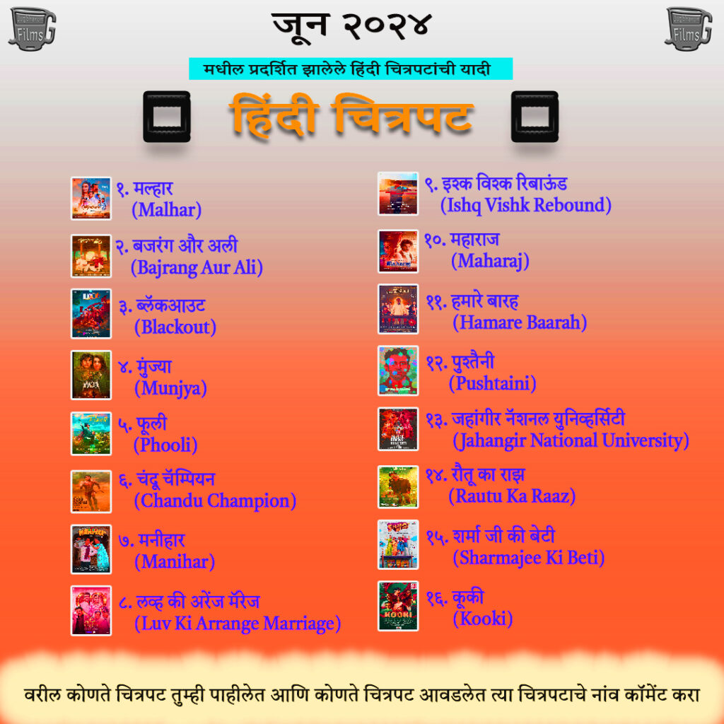 Hindi movie list release in June 2024, movie reviews and information